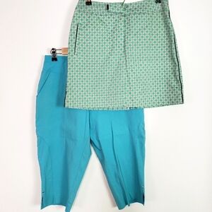 Bette & Court bundle of 2 golf bottoms blue bermuda short geometric green skort
